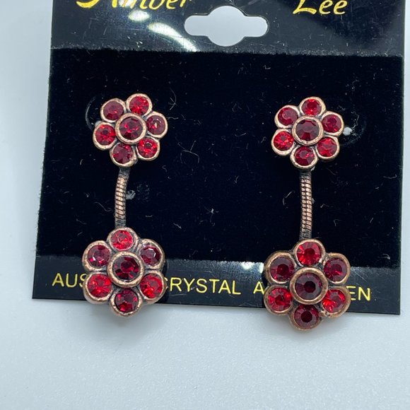 Red Gemstone Flower Earrings for pierced ears - Really cute - Picture 9 of 9